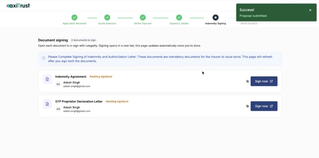 e-Signing the bond documents